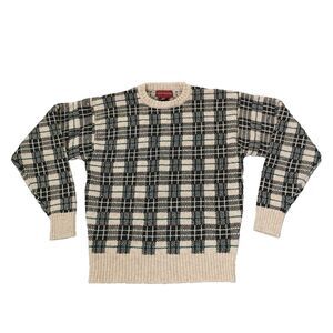 Vintage Wool Embroidered Men Pullover Grandpa Sweater Multicolor L John Ashford